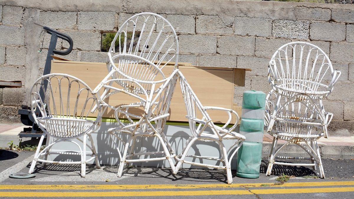 discarded patio chairs