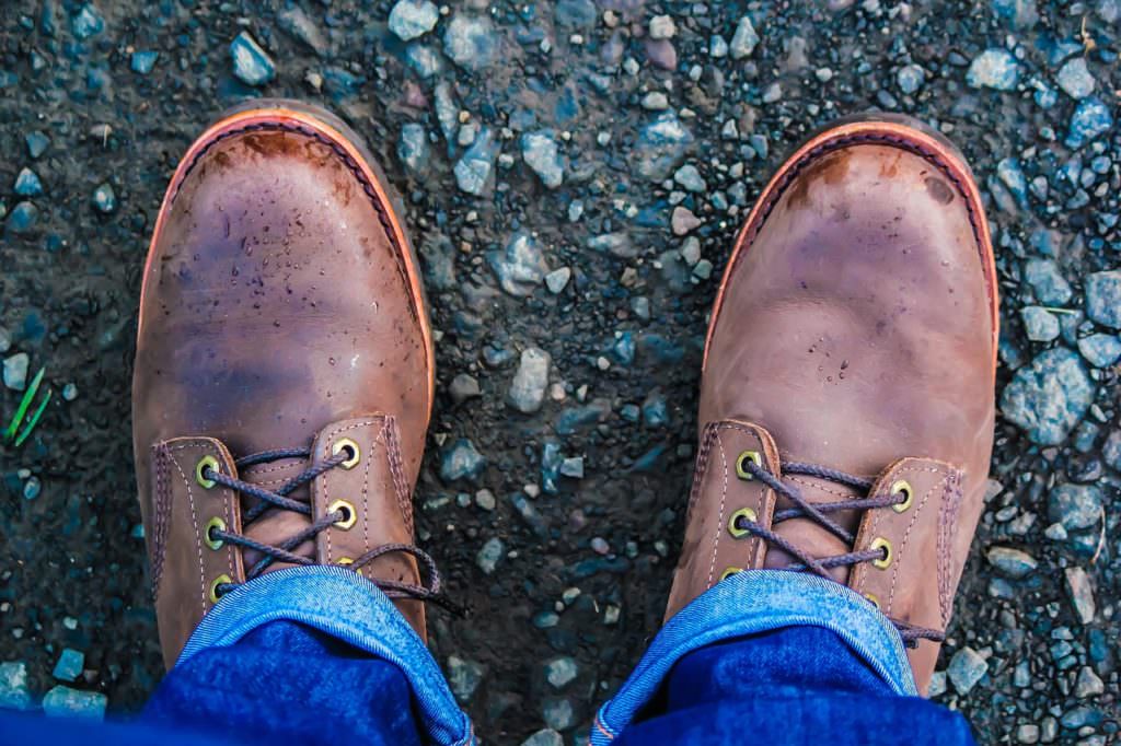 top view of man's boots
