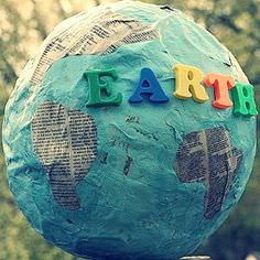 Paper mache globe for Earth Day