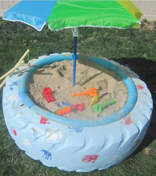 sandbox made from old tire
